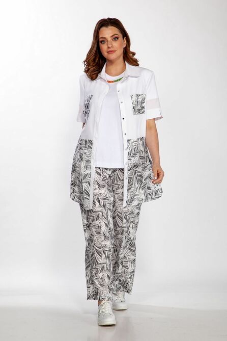 Брюки, Блуза Belinga 2175 бело-серый_принт