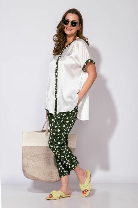 Брюки, Блуза Belinga 2247 молочный,зеленый