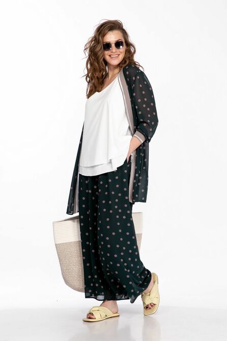 Кардиган, Блуза, Кюлоты Belinga 2253 зеленый