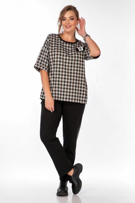 Блузка Belinga 5143 клетка_шоколад