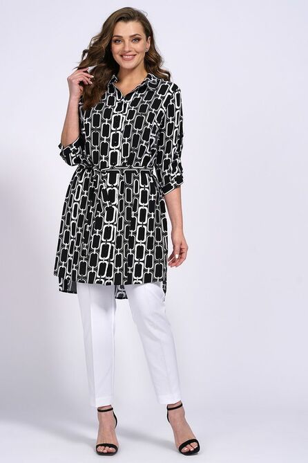 Брюки, Блуза Белтрикотаж 6847 белый-черный_узор