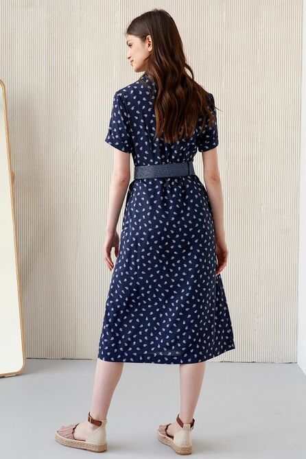 Повседневное платье Colors of PAPAYA 1466-А темно-синий+принт