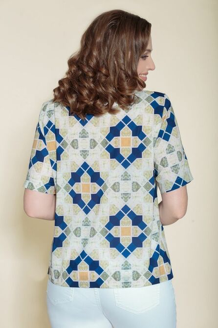 Блузка Дали 2279 беж-синий