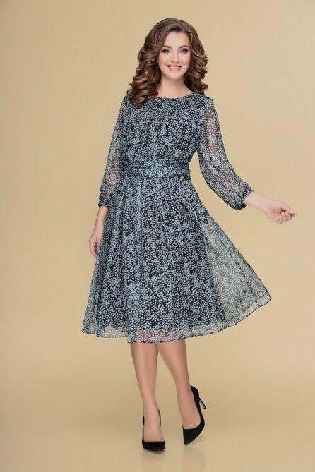 Вечернее платье Дали 5418 голубой+чёрный