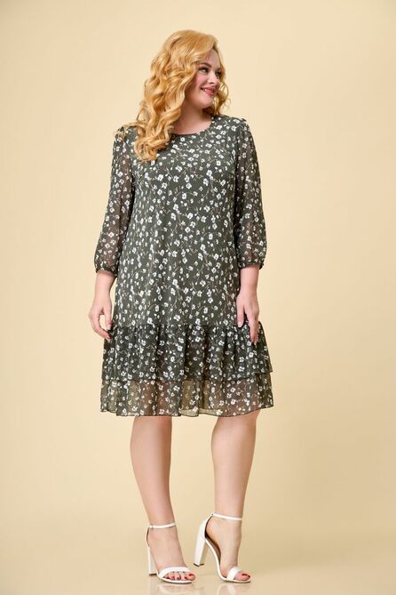 Вечернее платье Дали 4425 хаки-цветы