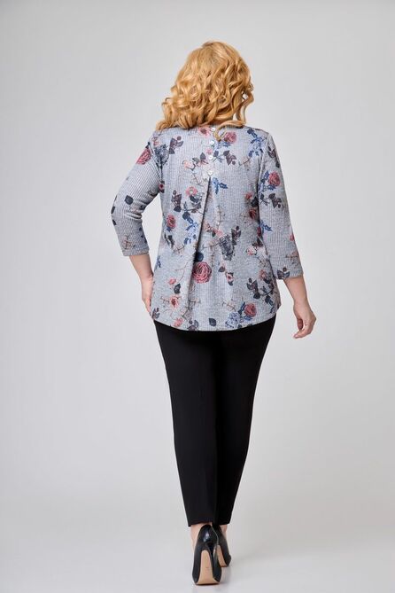 Блузка Дали 2233 цветы+серый