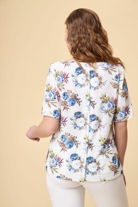 Блузка Дали 3269 белый-цветы