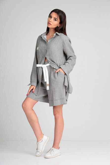 Костюм с блузкой Диамант 1792 серый
