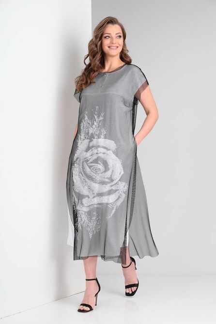 Повседневное платье Диамант 1183 белый+черный