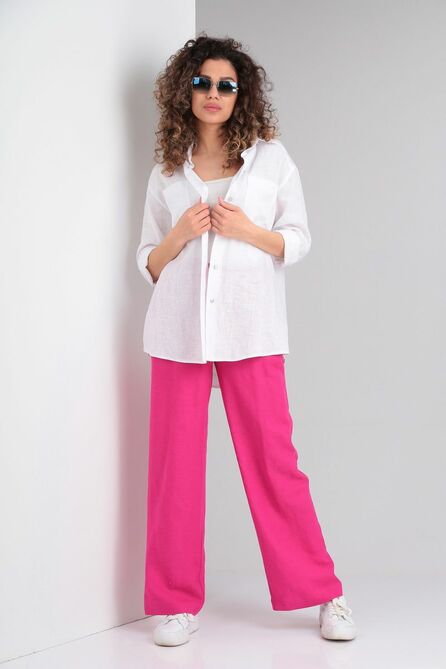 Костюм с блузкой Doggi 2819 фуксия+белый