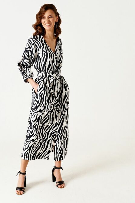 Повседневное платье ELLETTO LIFE 1885 черно-белый