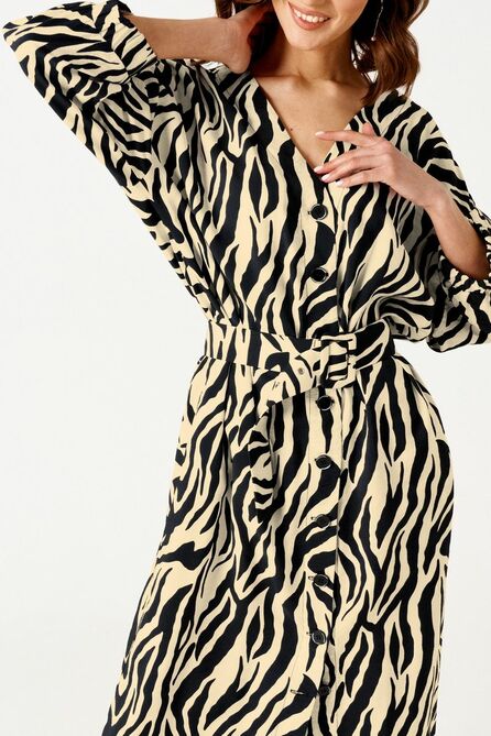 Повседневное платье ELLETTO LIFE 1885 черно-бежевый