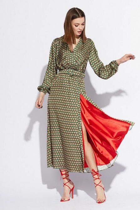 Повседневное платье EOLA 2232 зеленый_рисунок