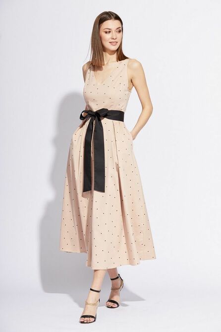 Повседневное платье EOLA 2234 бежевый_горох