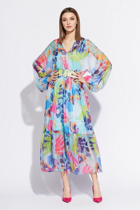 Вечернее платье EOLA 2206 голубой+рисунок