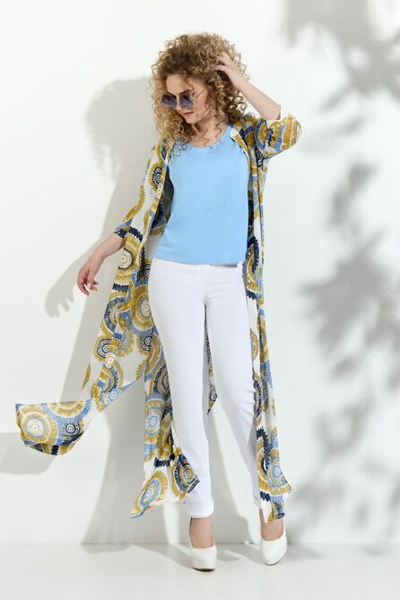 Кардиган, Брюки, Топ Euromoda 371 голубой