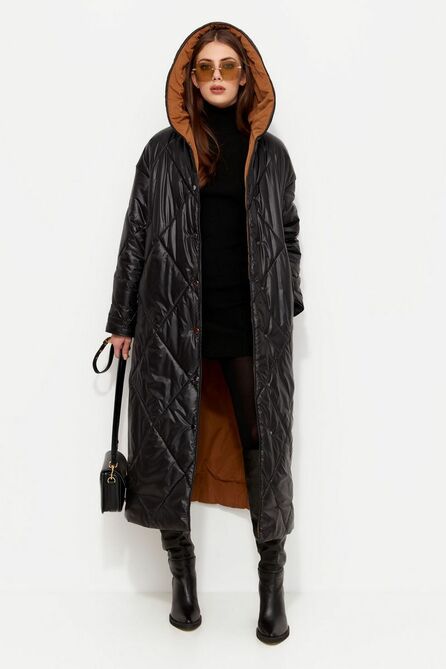 Пальто Favorini 52884 черный-коричневый Пальто Favorini 52884 черный-коричневый