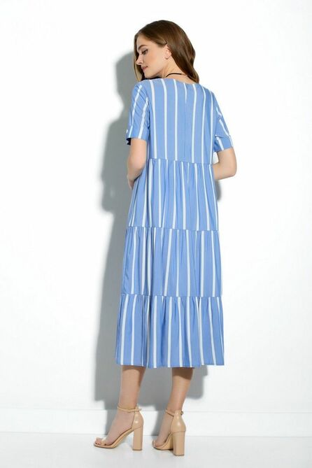 Повседневное платье Gizart 5060-1П полоска-широкая_голубой