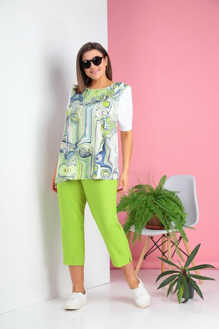 Брюки, Блуза Ivelta plus 2963 оливково-зелёный