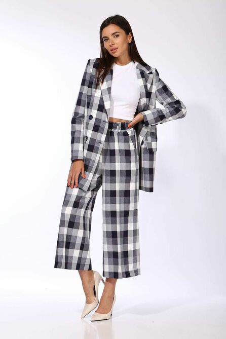 Костюм брючный Juliet Style Д233 сине-белая_клетка