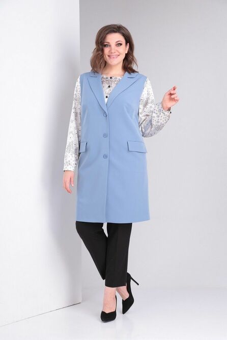 Костюм с блузкой Ксения Стиль 1983 голубой