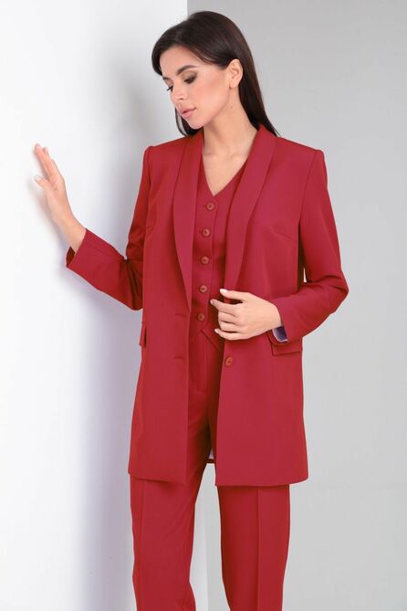 Брюки, Жакет, Жилет Ксения Стиль 1981 бордо