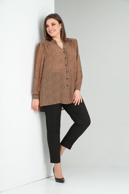 Брюки, Блуза Ксения Стиль 1986 коричневый Брюки, Блуза Ксения Стиль 1986 коричневый