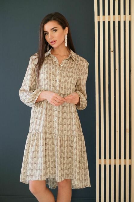 Повседневное платье Ladis Line 1213 бежевый