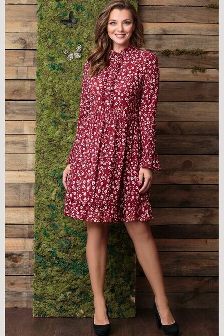 Повседневное платье Ladis Line 1022 бордо