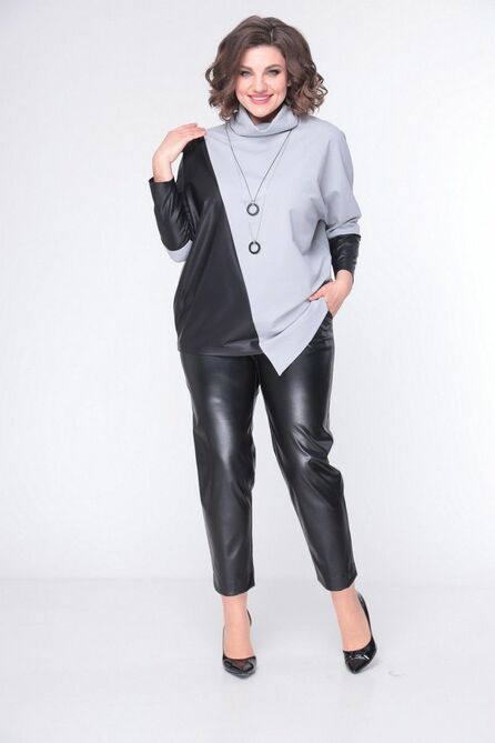 Костюм брючный Ladis Line 1420 светло-серый_черный