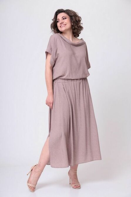 Повседневное платье Ladis Line 1454 кофе