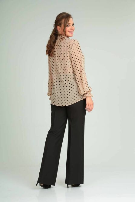 Блузка Lady Line 527 беж+чёрные_горохи Блузка Lady Line 527 беж+чёрные_горохи