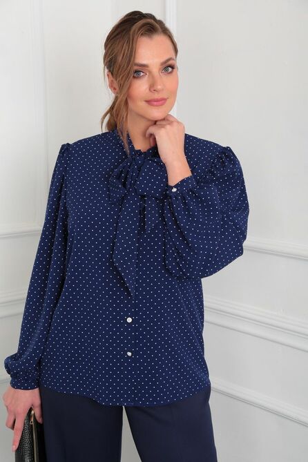 Блузка Lady Line 524 синий+бел.горохи Блузка Lady Line 524 синий+бел.горохи