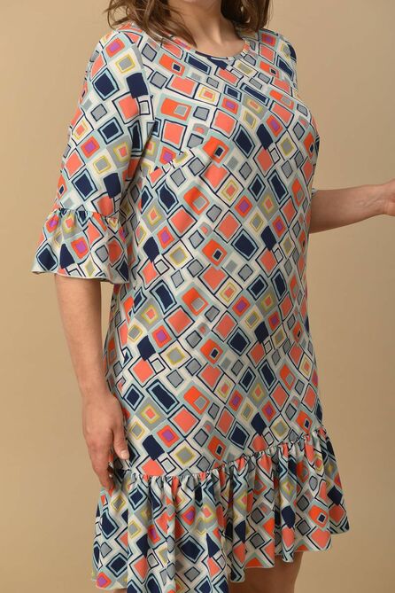 Повседневное платье Lady Style Classic 1866/4 ромбики+желтый