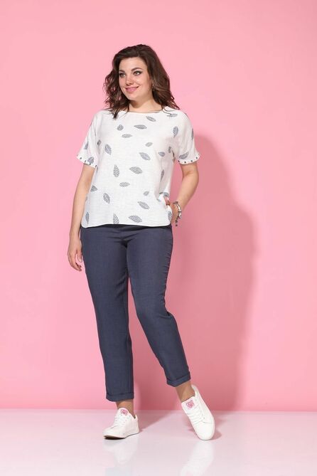 Брюки, Блуза Lady Style Classic 1777/2 синий-молоко