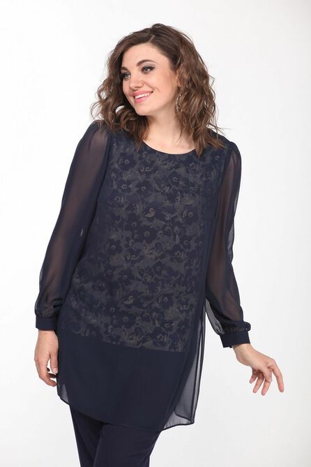 Брюки, Блуза Lady Style Classic 1910 синий-бежевый