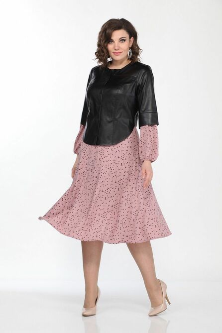 Плательный комплект Lady Style Classic 2256 розовый-черный Плательный комплект Lady Style Classic 2256 розовый-черный