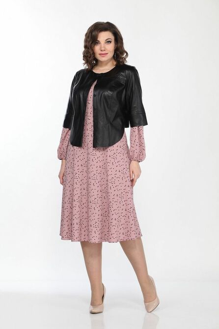 Плательный комплект Lady Style Classic 2256 розовый-черный Плательный комплект Lady Style Classic 2256 розовый-черный
