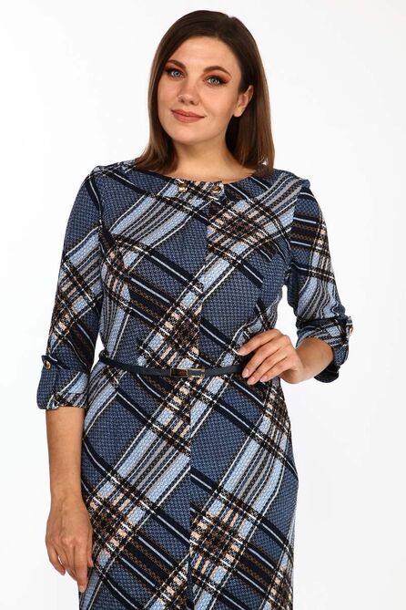 Офисное платье Lady Style Classic 771/1 синие_тона/клетка