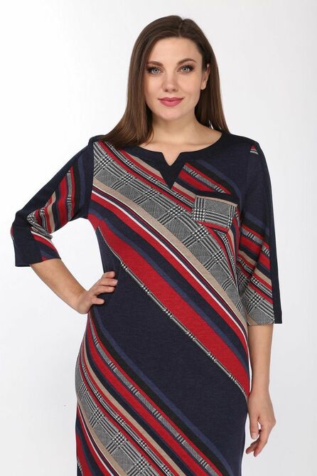Повседневное платье Lady Style Classic 1123/10 темно-синий_красный