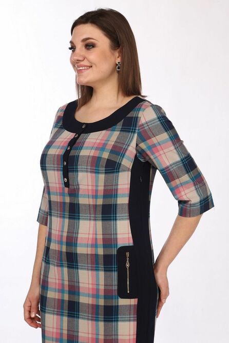 Повседневное платье Lady Style Classic 485 темно-синий_бежевый