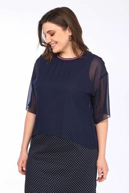 Костюм с блузкой Lady Style Classic 1757/1 темно-синий_горох Костюм с блузкой Lady Style Classic 1757/1 темно-синий_горох