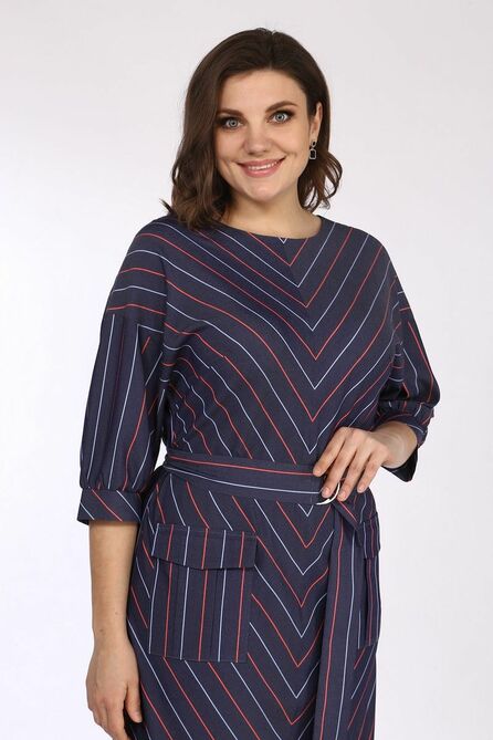 Повседневное платье Lady Style Classic 1563/2 темно-синий_голубой