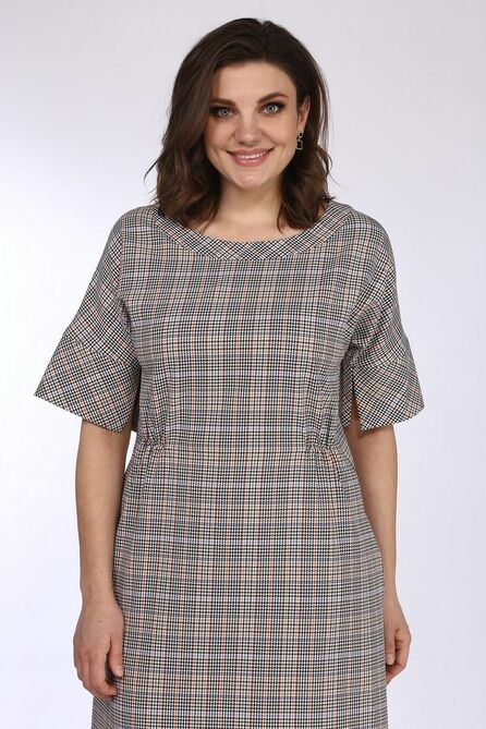 Повседневное платье Lady Style Classic 1632 бежевый_клетка