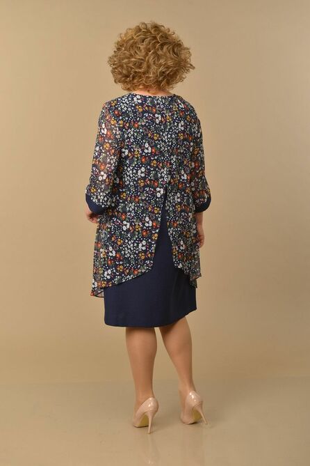 Повседневное платье Lady Style Classic 1743/3 темно-синий_цветы