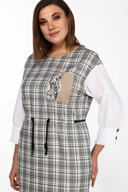 Повседневное платье Lady Style Classic 2383 белый_серый