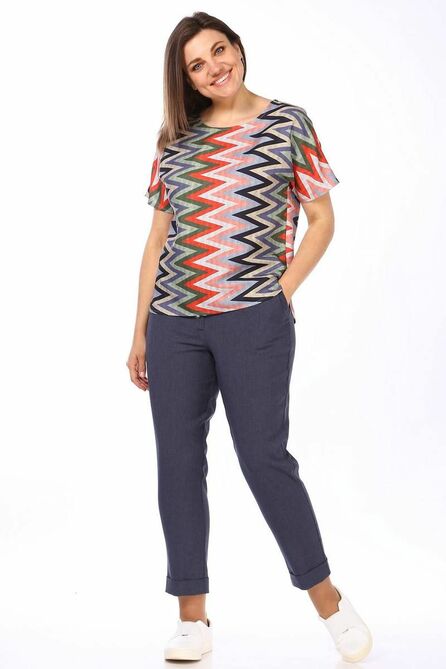 Брюки, Блуза Lady Style Classic 1777/7 темно-синий_с_мультиколором