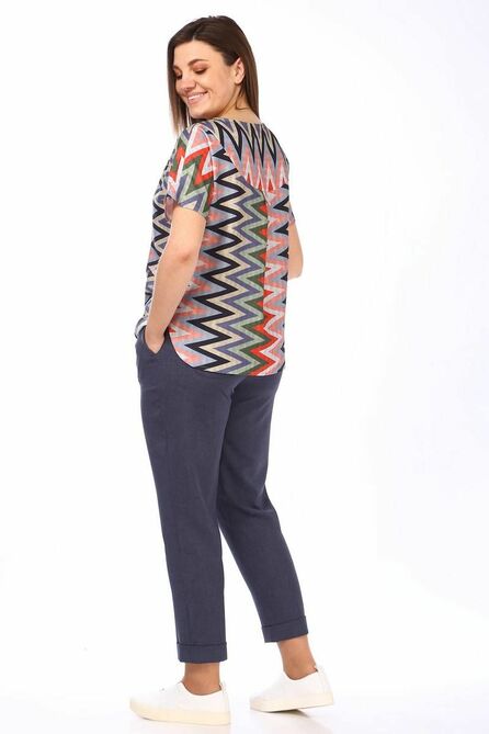 Брюки, Блуза Lady Style Classic 1777/7 темно-синий_с_мультиколором