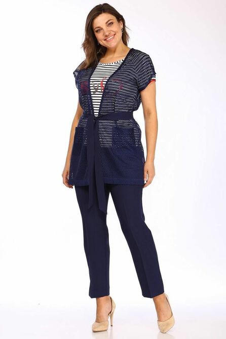 Брюки, Жилет, Топ Lady Style Classic 1408 темно-синий_с_молочным