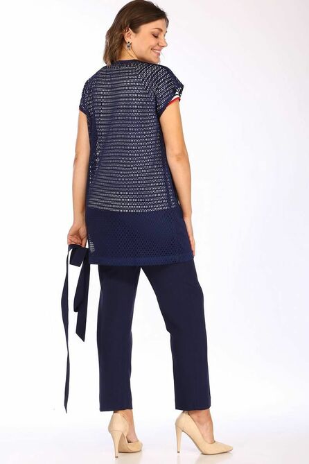 Брюки, Жилет, Топ Lady Style Classic 1408 темно-синий_с_молочным